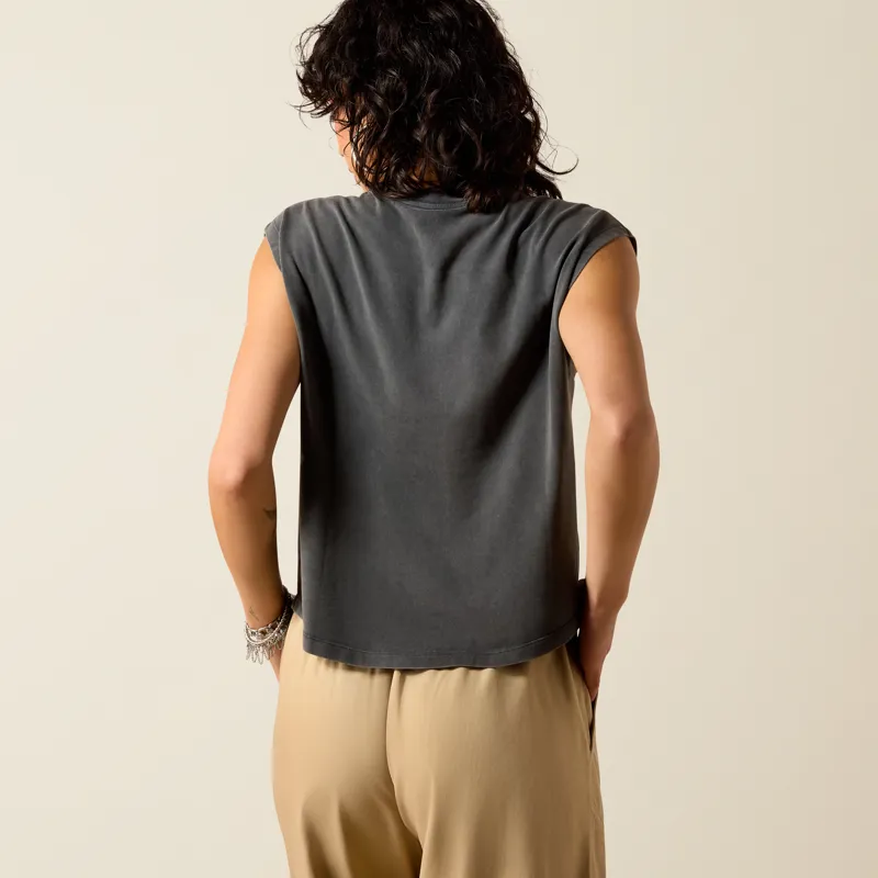 Ariat Womens Dallas Cropped T-Shirt in Charcoal Mineral Wash-1