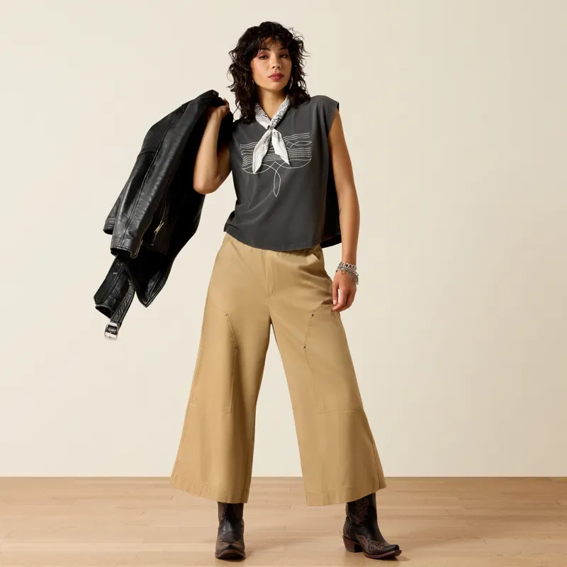 Ariat Womens Dallas Cropped T-Shirt in Charcoal Mineral Wash-3