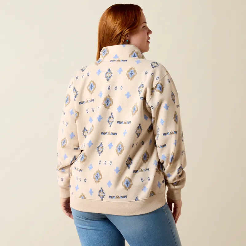 Ariat Sapphire 1/2 Zip Sweatshirt in Oatmeal Heather-2
