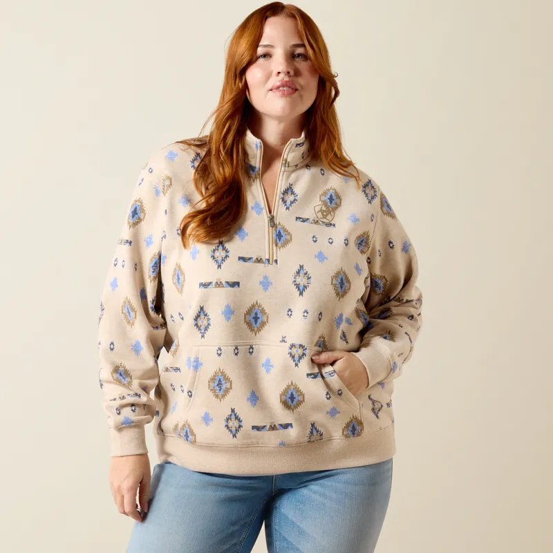 Ariat Sapphire 1/2 Zip Sweatshirt in Oatmeal Heather