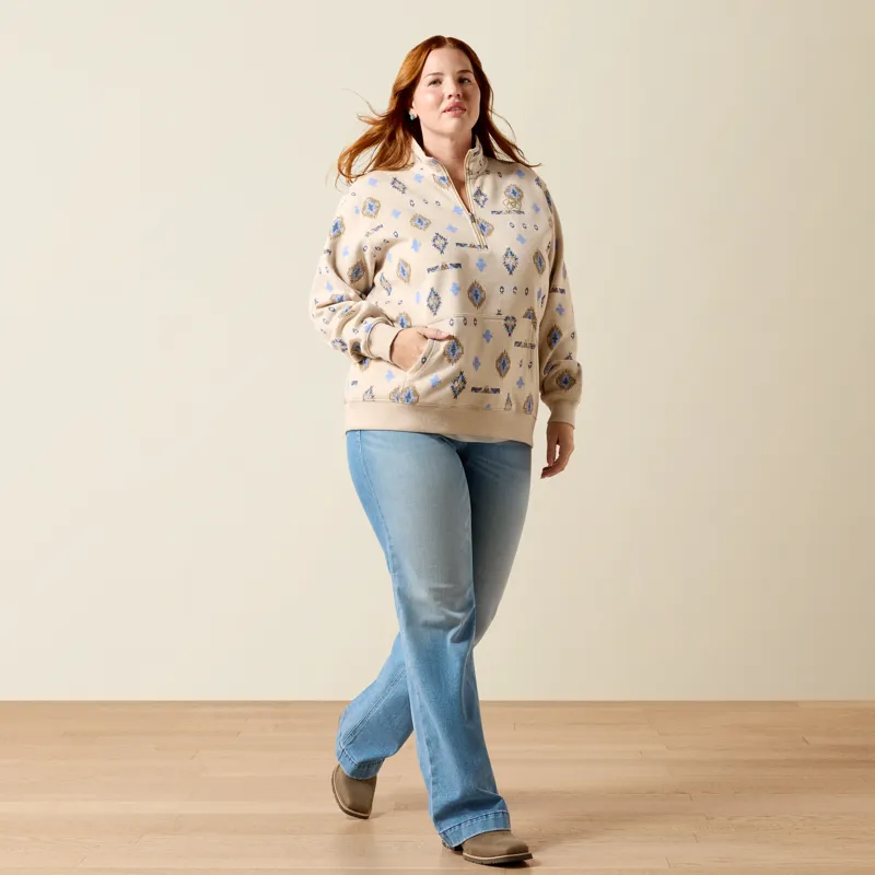 Ariat Sapphire 1/2 Zip Sweatshirt in Oatmeal Heather-1
