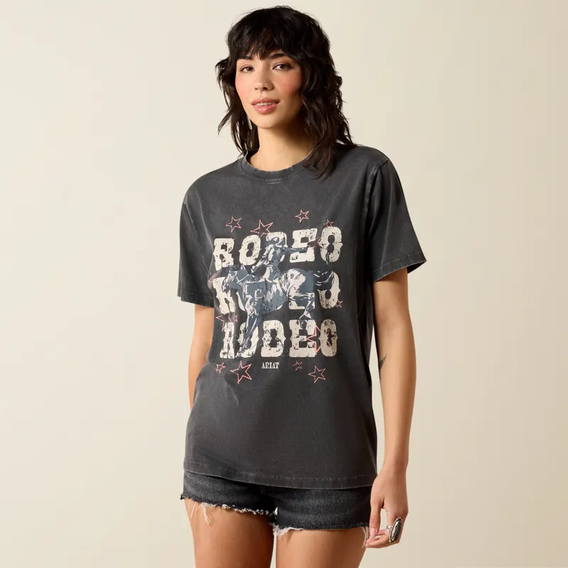 Ariat Mineral Washed Star Spangled Rodeo T-Shirt in Charcoal -2