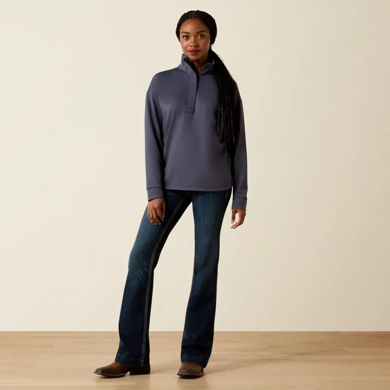 Ariat Womens Breeze Logo 1/2 Zip Sweatshirt in Ombre Blue-1