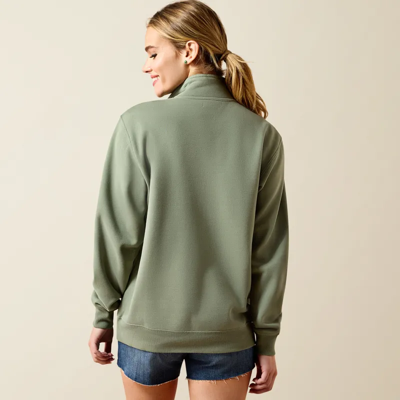 Ariat Foundation Logo 1/2 Zip Sweatshirt in Sea Spray-3