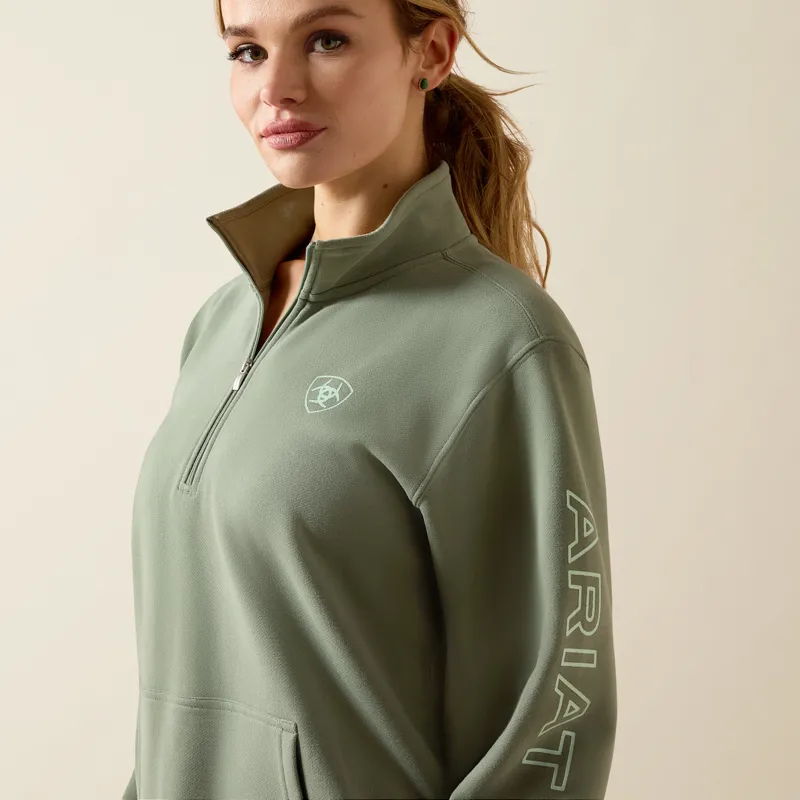 Ariat Foundation Logo 1/2 Zip Sweatshirt in Sea Spray-2