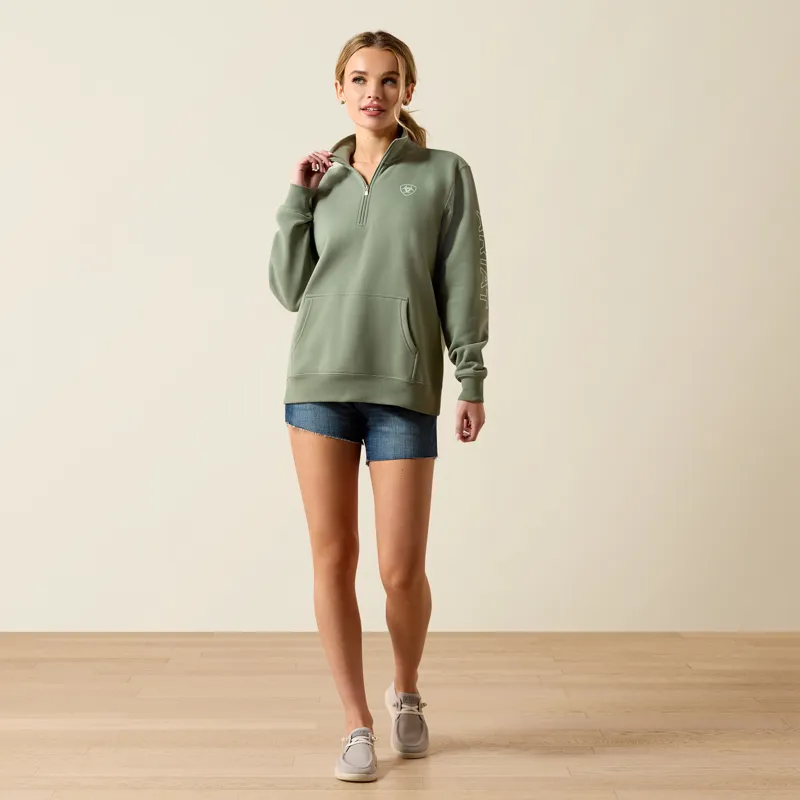 Ariat Foundation Logo 1/2 Zip Sweatshirt in Sea Spray