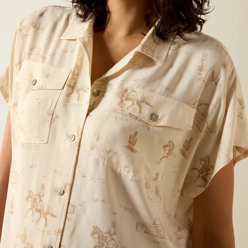 Ariat Badlands Western T-Shirt Turtledove in Ranchscape-1