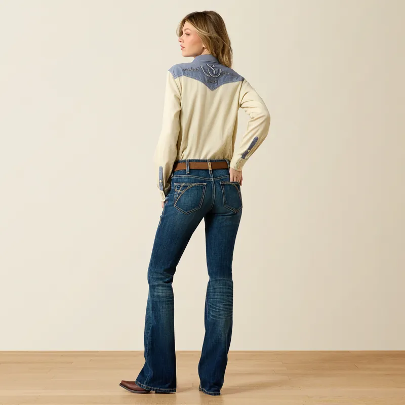 Ariat Womens Mid Rise Fiona Boot Cut Jeans in Istanbul Blue-1