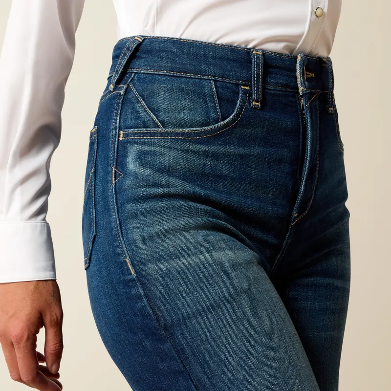 Ariat Womens Mid Rise Fiona Boot Cut Jeans in Istanbul Blue-4