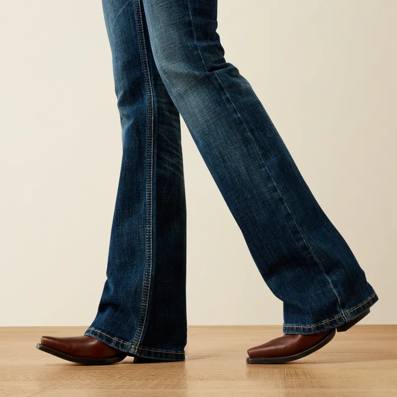 Ariat Womens Mid Rise Fiona Boot Cut Jeans in Istanbul Blue-3