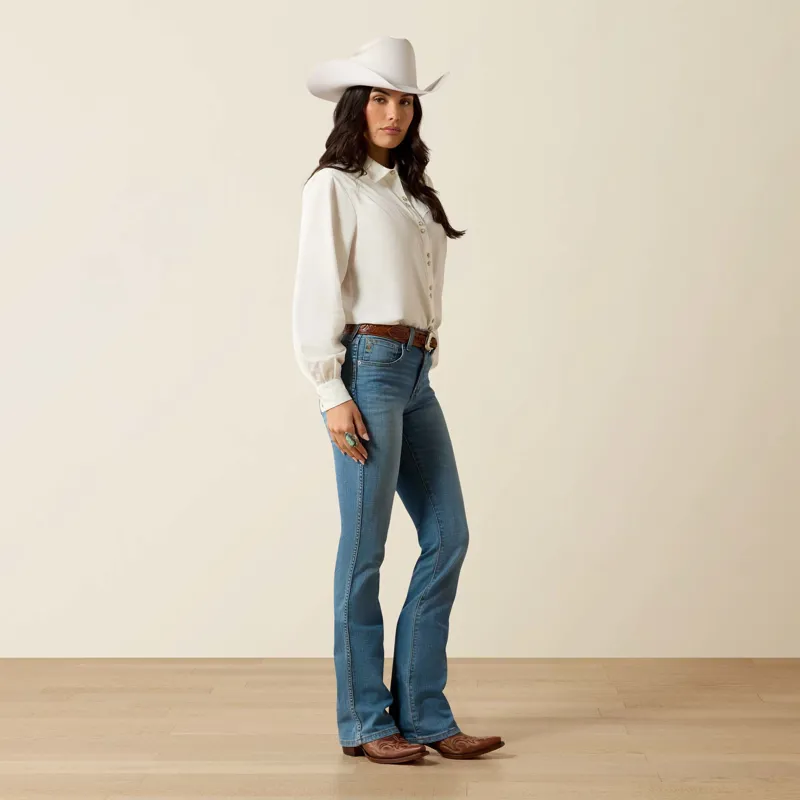 Ariat Womens High Rise Lorena Boot Cut Jeans Tennessee Blue