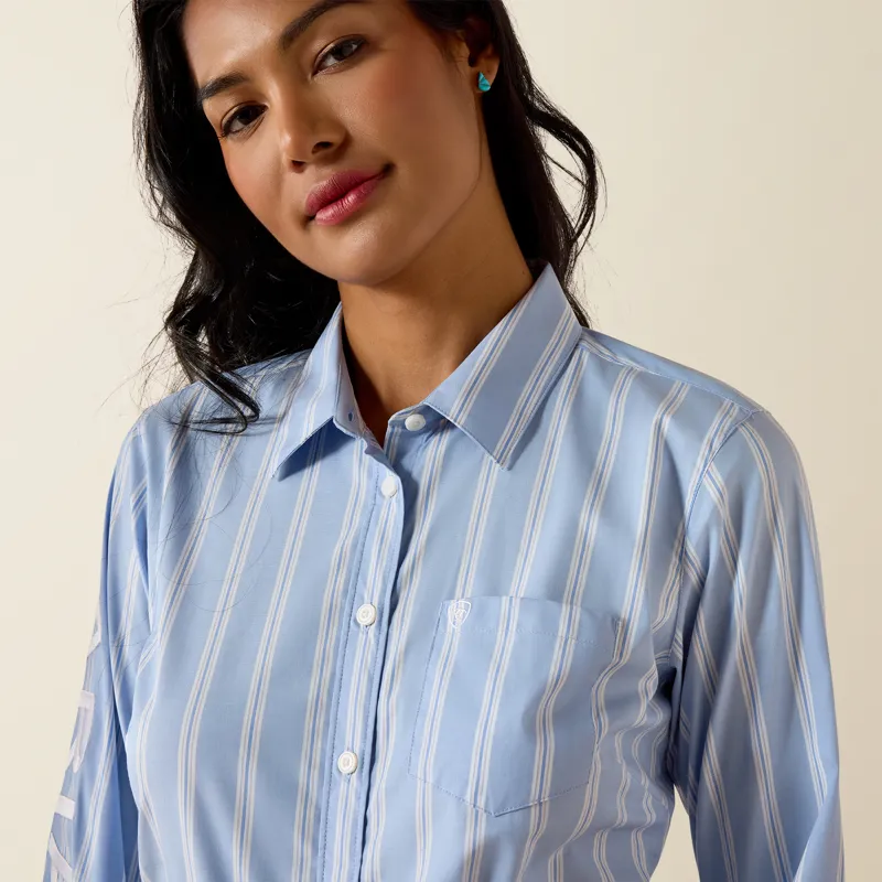 Ariat Womens Team Kirby Western Shirt in Ashleigh Blue Stripe-3