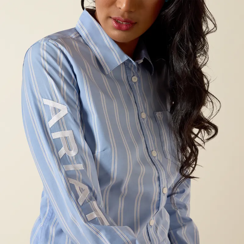 Ariat Womens Team Kirby Western Shirt in Ashleigh Blue Stripe-4