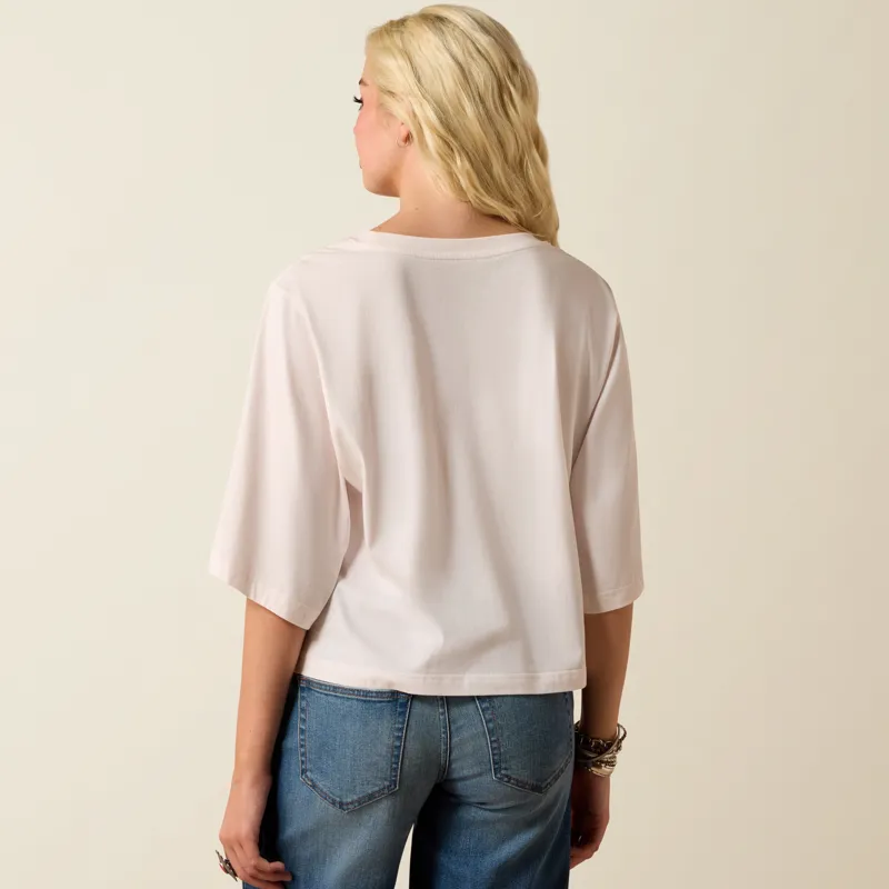 Ariat Western Wanderlust Cropped T-Shirt in Sea Salt-3