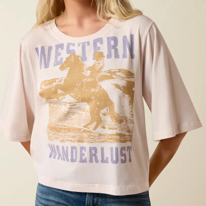 Ariat Western Wanderlust Cropped T-Shirt in Sea Salt