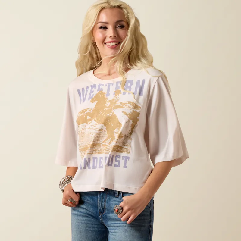 Ariat Western Wanderlust Cropped T-Shirt in Sea Salt-1