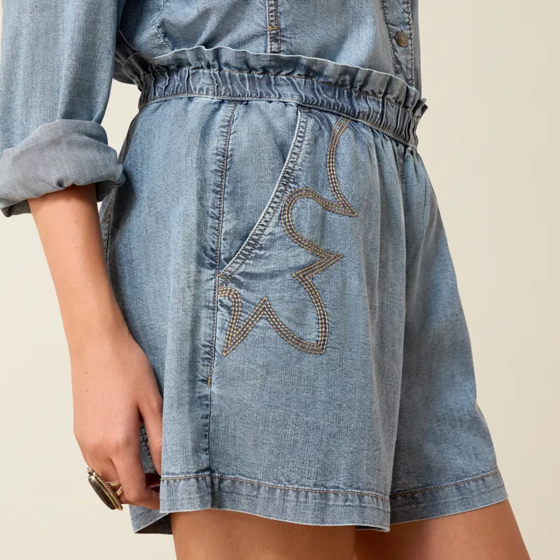 Ariat Womens High Waist Summer Shorts in Medium Blue
