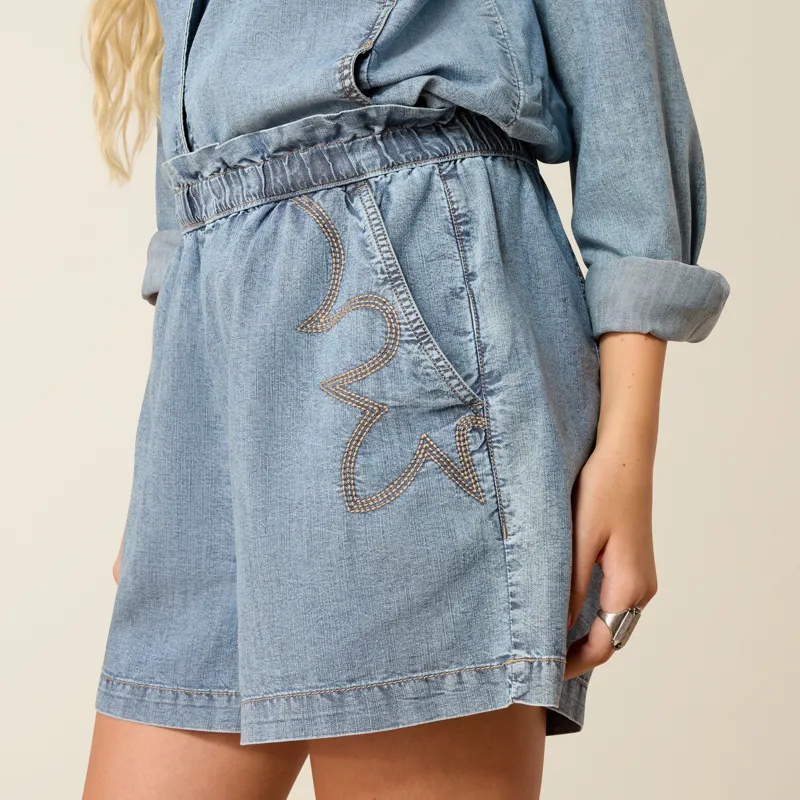 Ariat Womens High Waist Summer Shorts in Medium Blue-1
