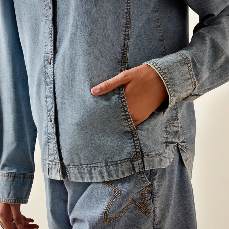 Ariat Bonfire Shirt Jacket in Medium Blue-2
