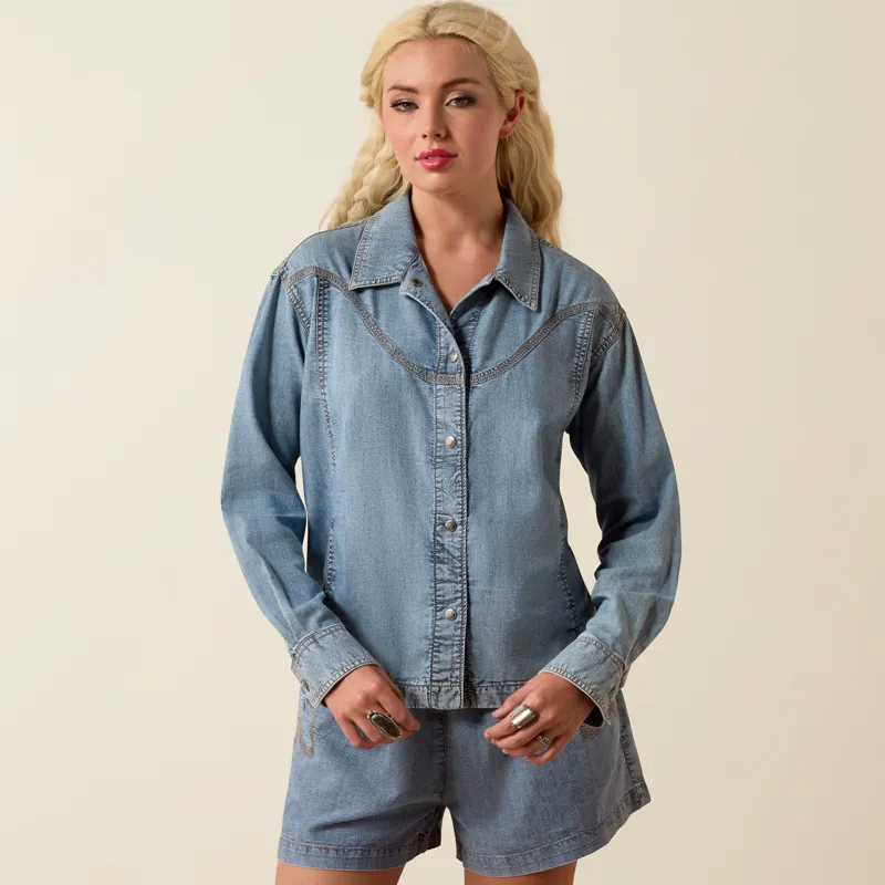Ariat Bonfire Shirt Jacket in Medium Blue-3