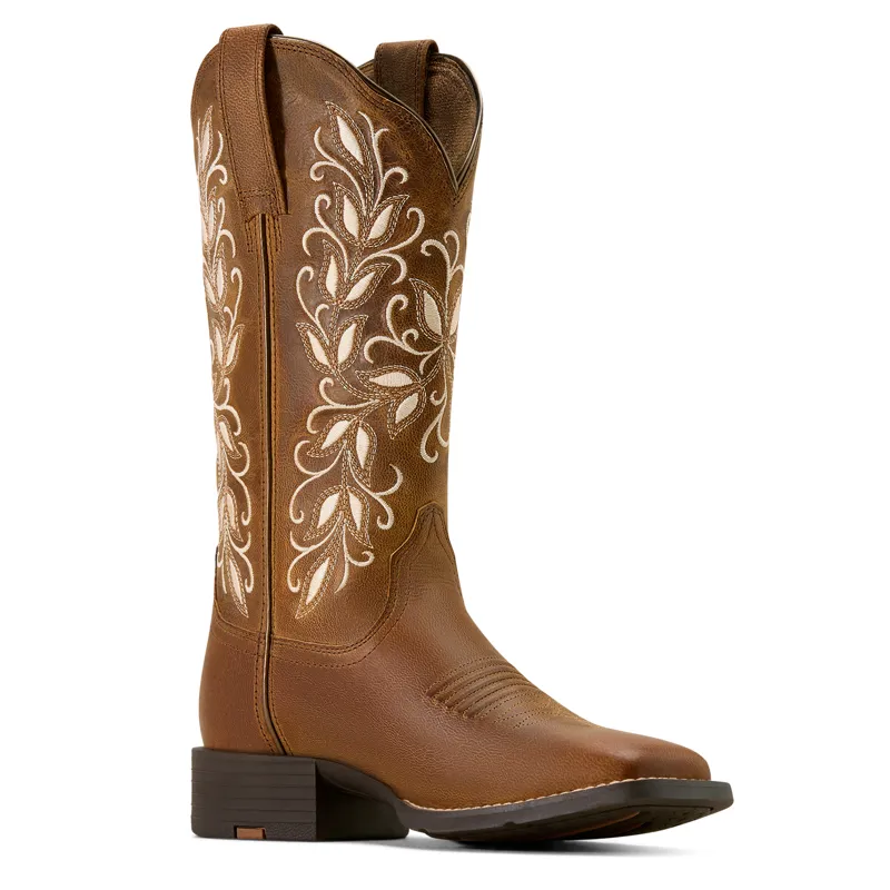 Ariat Womens Round Up Holly Wide Square Toe Western Boot in Western Pearl-2