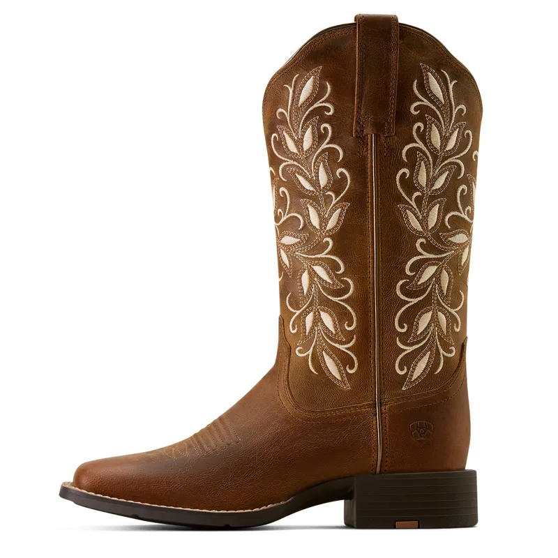 Ariat Womens Round Up Holly Wide Square Toe Western Boot in Western Pearl-3