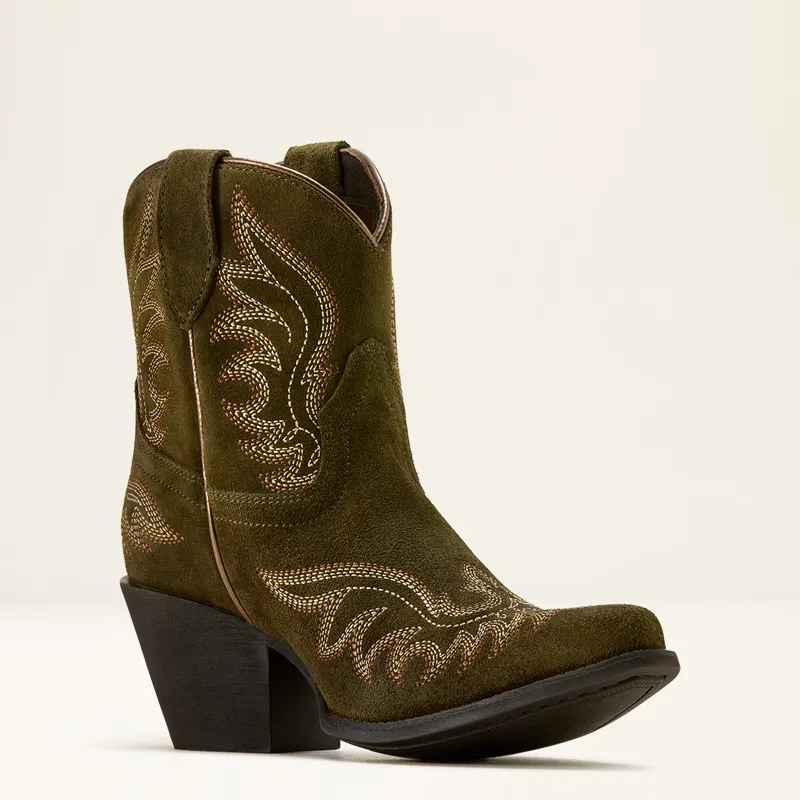Ariat Womens Chandler X Toe Western Boot in Soft Olive Suede