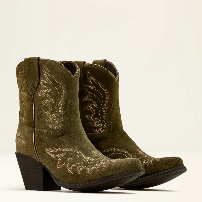 Ariat Womens Chandler X Toe Western Boot in Soft Olive Suede-1