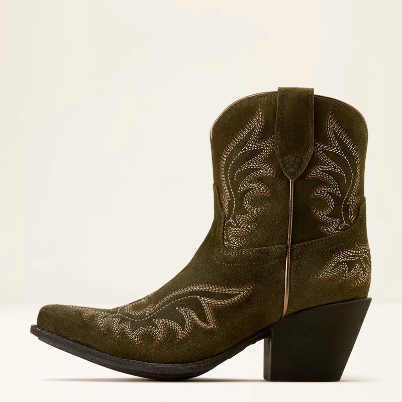 Ariat Womens Chandler X Toe Western Boot in Soft Olive Suede-2