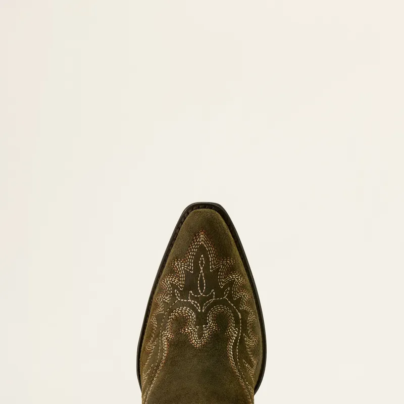 Ariat Womens Chandler X Toe Western Boot in Soft Olive Suede-4