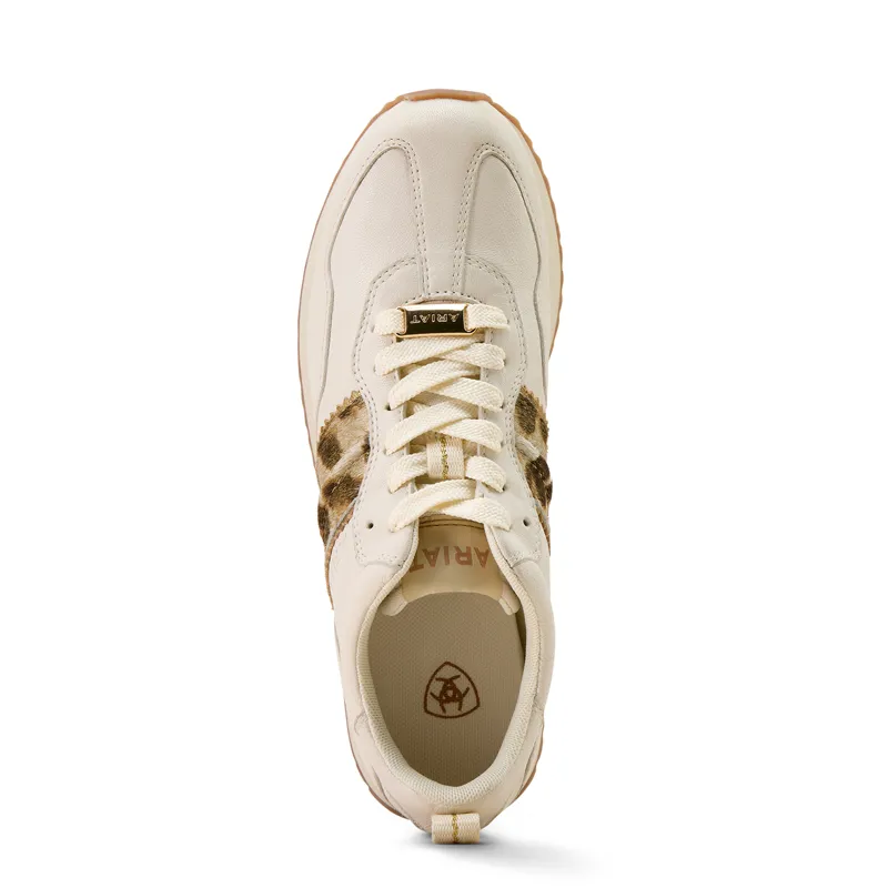 Ariat Womens Ranch Runner Trainer in Bright Cream and Leopard -3