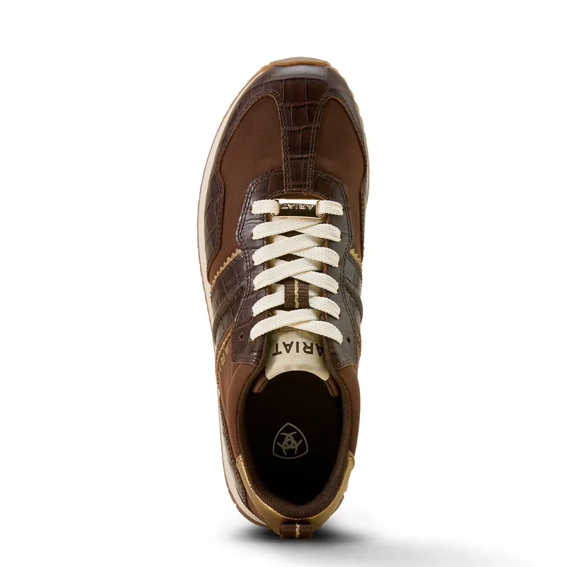 Ariat Womens Ranch Runner Trainer in Aged Tan and Luxe Espresso Croc