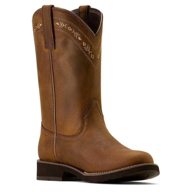 Ariat Women's Kearney Round Toe Western Boot in Distressed Brown-2
