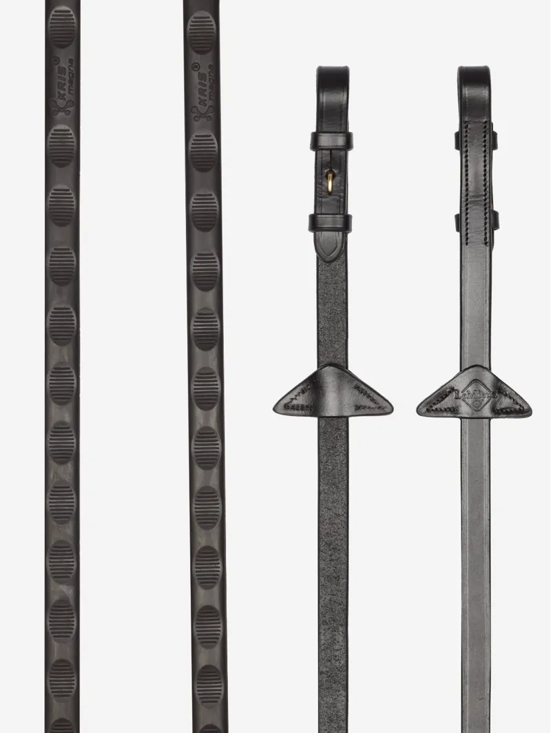 LeMieux Magna Grip Rubber Reins Brown/Brass