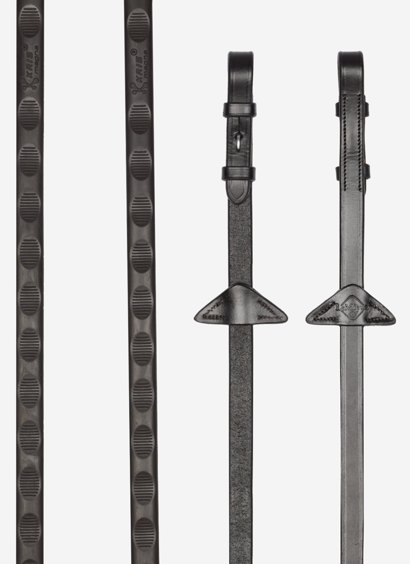 LeMieux Magna Grip Rubber Reins Brown/Silver