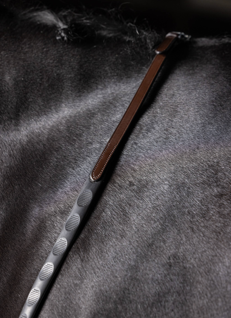 LeMieux Magna Grip Rubber Reins Havana/Silver-1
