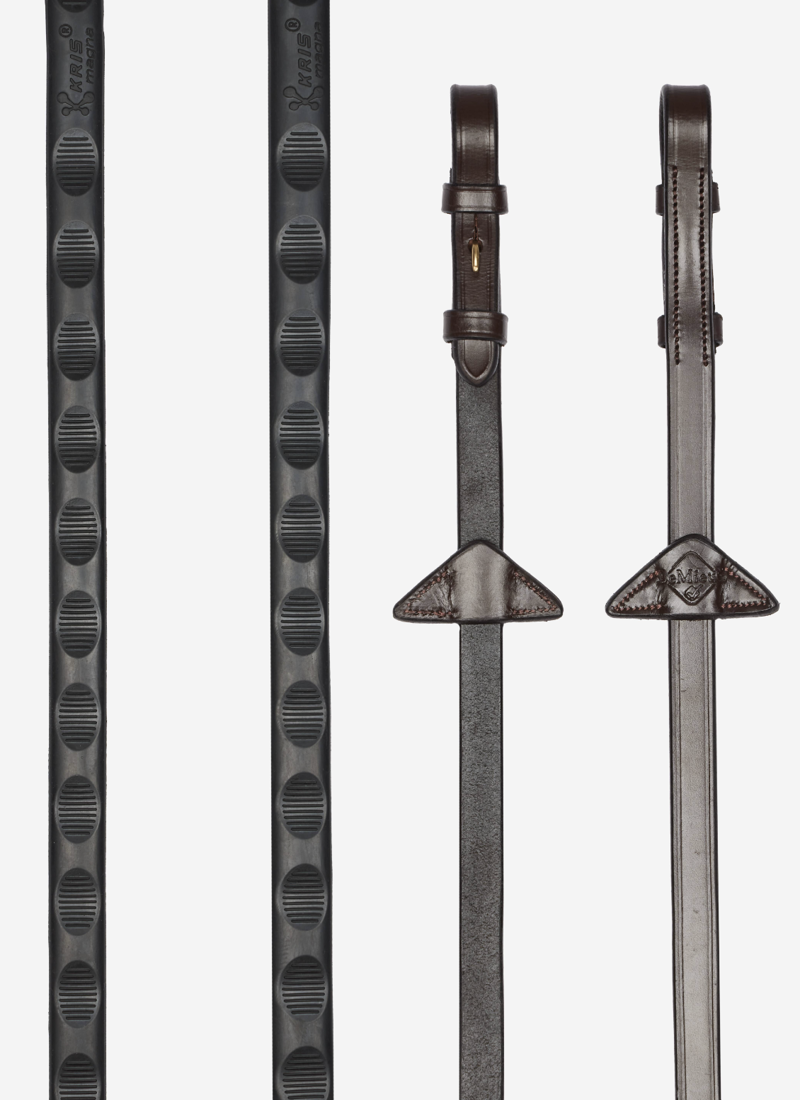 LeMieux Magna Grip Rubber Reins Havana/Brass-1