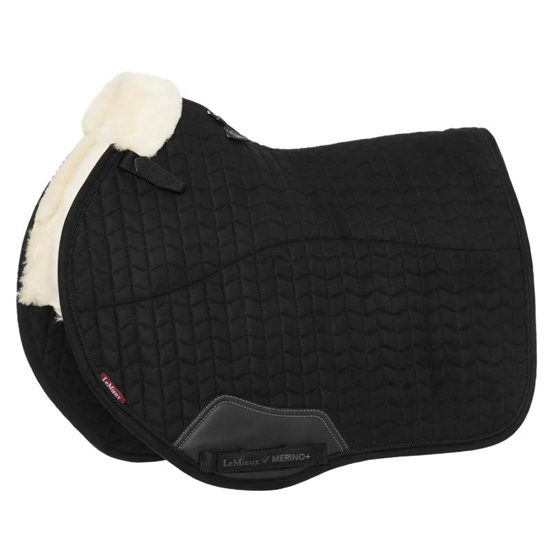 LeMieux Merino+ Half Lined Suede EuroJump Square Black/Natural-2