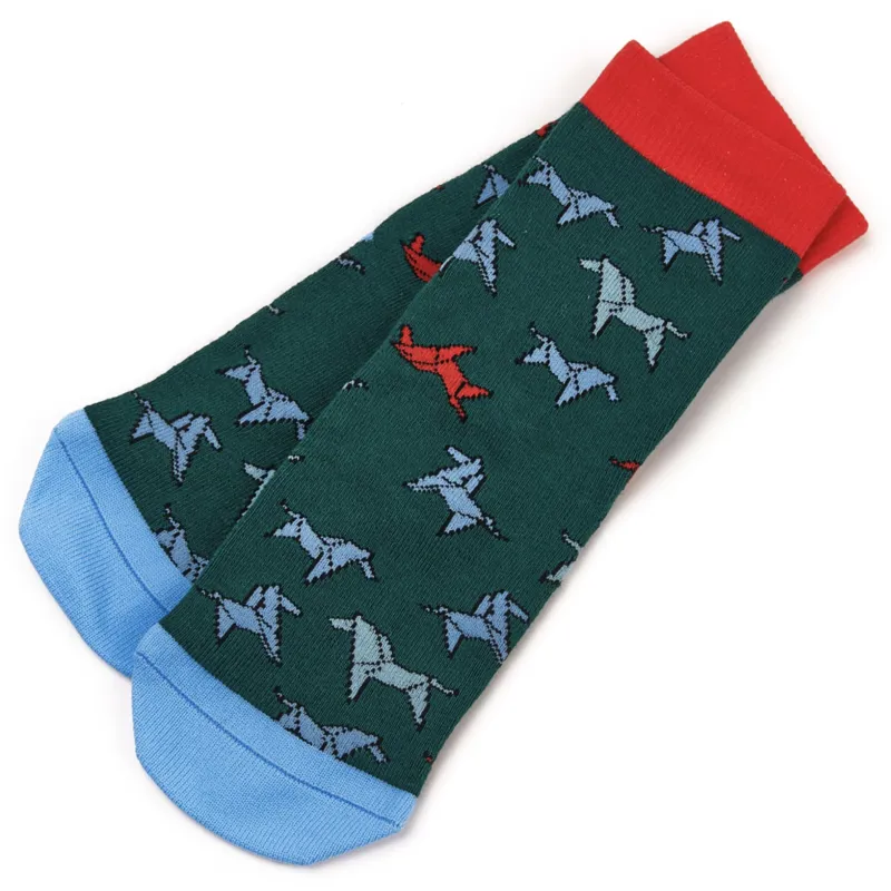 Tikaboo Ankle Socks Green Horse One Size
