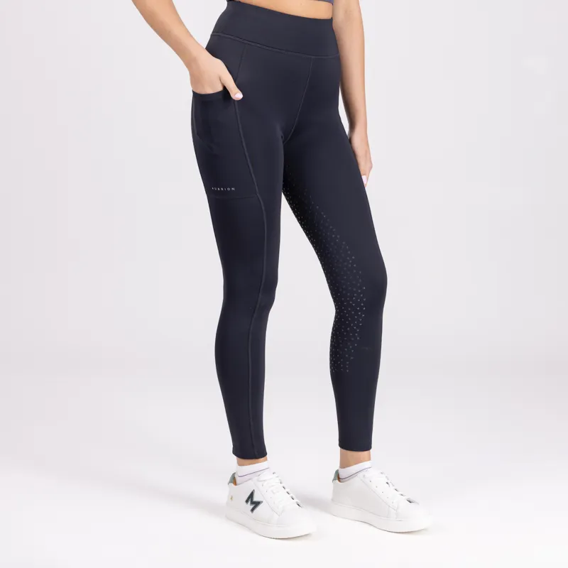 Aubrion Ladies Shield Winter Riding Tights Charcoal