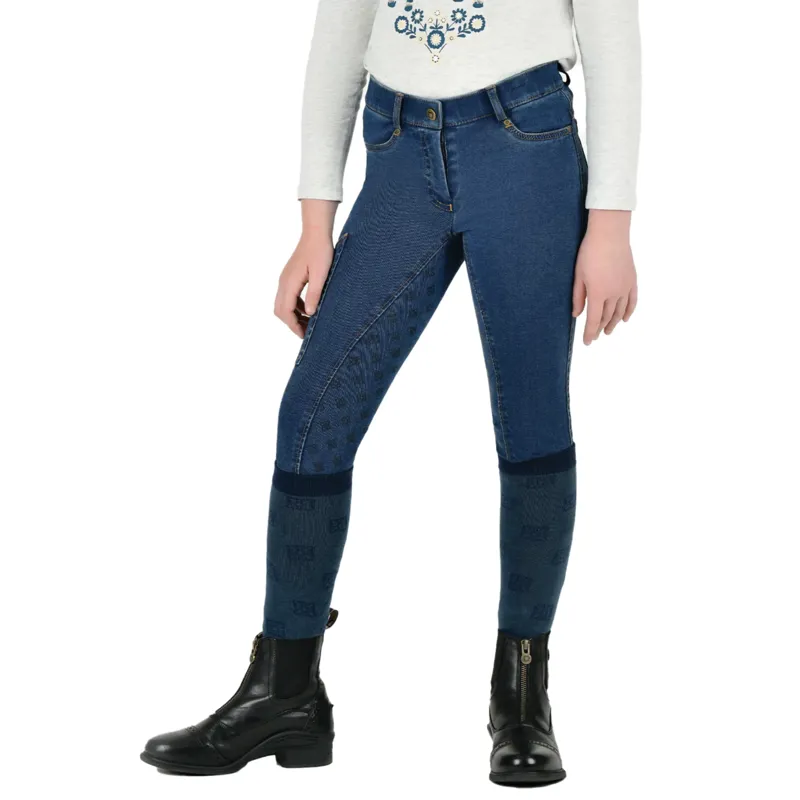 Dublin Kids Shona Denim Full Seat Breeches Light Blue-2