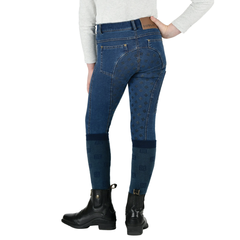 Dublin Kids Shona Denim Full Seat Breeches Light Blue-4