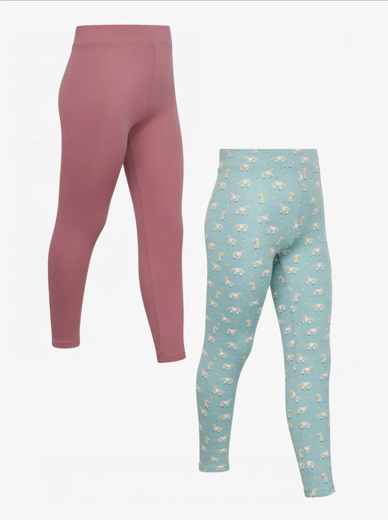 LeMieux Mini Riding Legging 2 Pack Aqua Peony