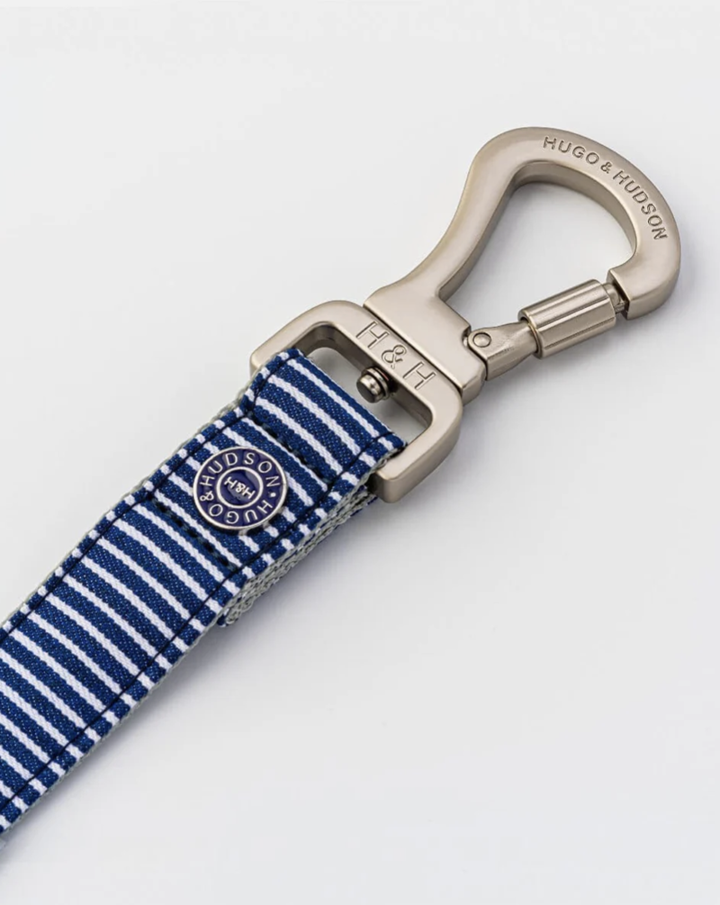 Hugo and Hudson Stripe Dog Leash Navy-1