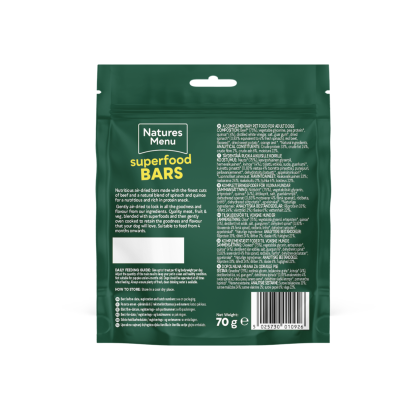 Natures Menu Superfoods Snacks Beef Superfood Bars 70g-1