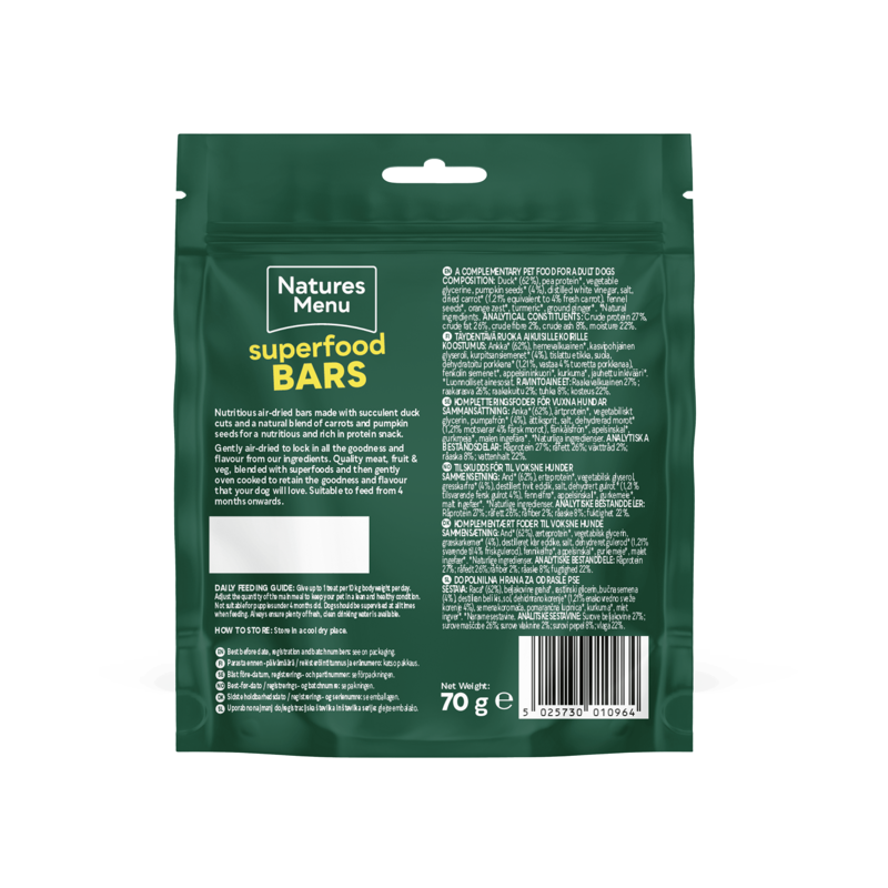 Natures Menu Superfoods Snacks Duck Superfood Bars 70g-1
