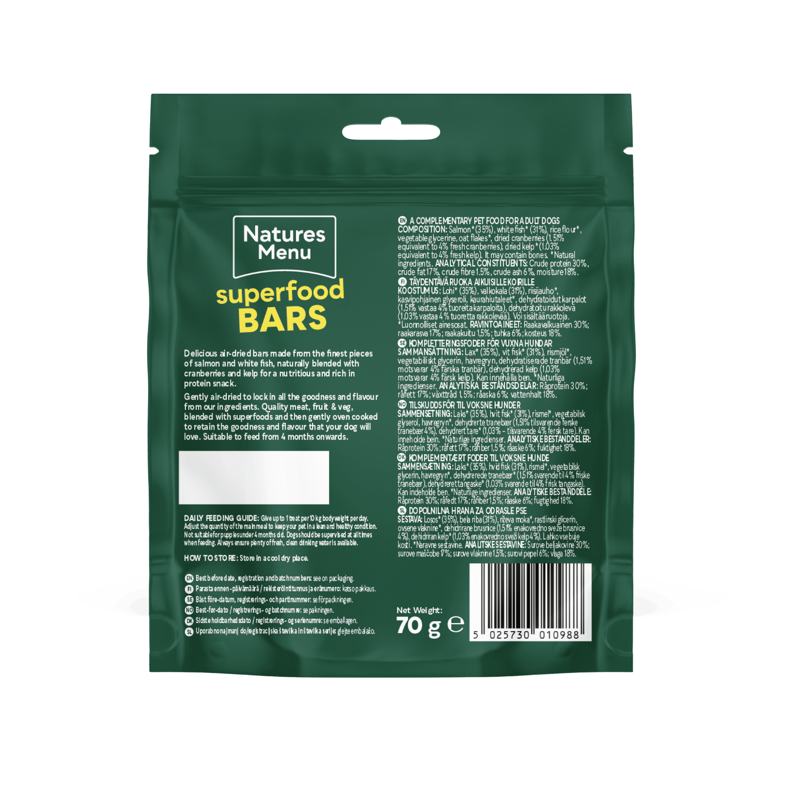 Natures Menu Salmon and White Fish Superfood Bars 70g-1