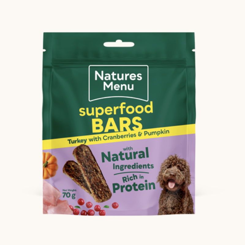 Natures Menu Superfoods Snacks Turkey Superfood Bars 70g