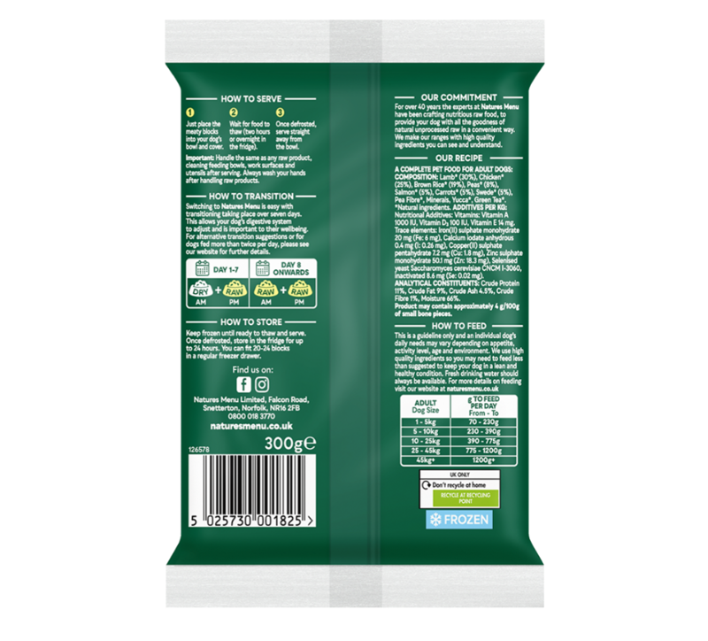 Natures Menu Frozen Mince Lamb and Chicken Dinner 300G-1