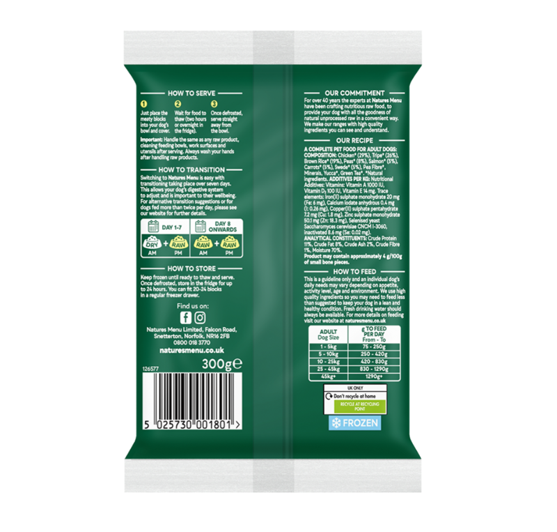 Natures Menu Frozen Mince Chicken And Tripe Dinner 300G-1